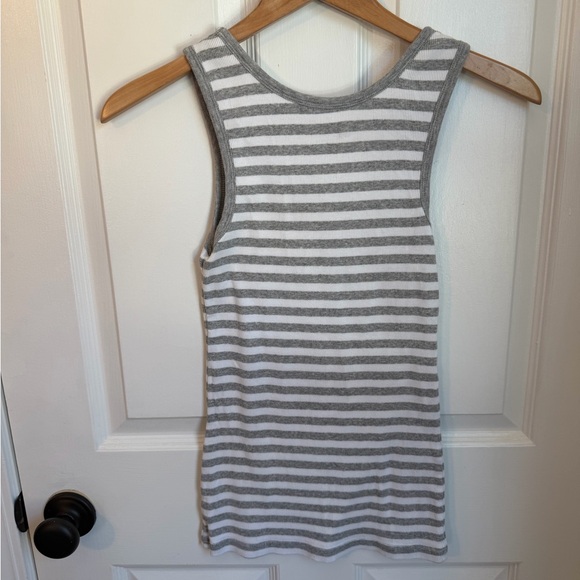 3/$21 | GAP Striped Ribbed Tank Tops, Set of 2, Medium, Gray and Brown Stripe - Picture 4 of 9
